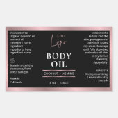 Zwart & Roos Goud 4 OZ Kosmetische Flessenomslag r Rechthoekige Sticker (Voorkant)