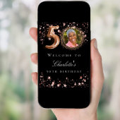 Zwart roos goud 50e foto verjaardagsfeestje welkom poster