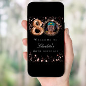 Zwart roos goud 80e foto verjaardagsfeestje welkom poster