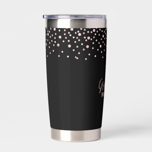 Zwart & Roos goud | Afstuderen naam Afstuderen Gif Geïsoleerde Drinkbeker (Rechts)