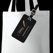 Zwart roos goud bagagelabel