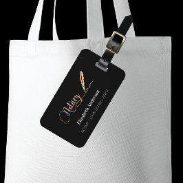 Zwart roos goud bagagelabel