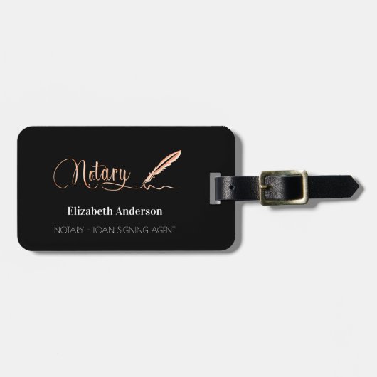 Zwart roos goud bagagelabel (Voorkant horizontaal)