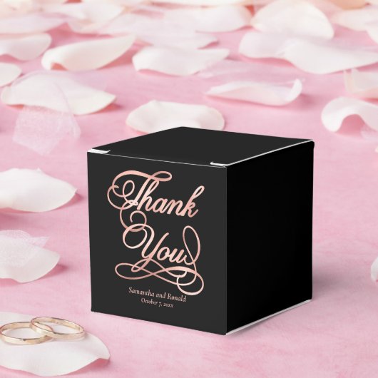 Zwart & Roos Goud Bedankt Calligraphy Wedding Bedankdoosjes (Huwelijk)