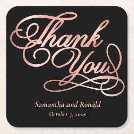 Zwart & Roos Goud Bedankt Calligraphy Wedding Kartonnen Onderzetters