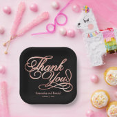 Zwart & Roos Goud Bedankt Calligraphy Wedding Papieren Bordje (Feest)