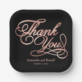 Zwart & Roos Goud Bedankt Calligraphy Wedding Papieren Bordje