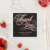 Zwart & Roos Goud Bedankt Calligraphy Wedding Servet (Insitu)