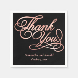 Zwart & Roos Goud Bedankt Calligraphy Wedding Servet