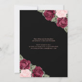 Zwart Roos Goud Bloemen Foto In Loving Memory Kaart (Achterkant)