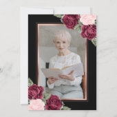 Zwart Roos Goud Bloemen Viering van het Leven Foto Kaart (Achterkant)