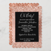 Zwart Roos Goud Blush Roze Glam Glitter Kaart (Voorkant / Achterkant)