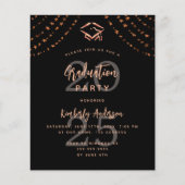 Zwart roos goud budget graduatie feestuitnodiging (Voorkant)