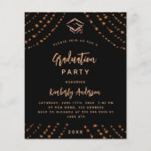 Zwart roos goud budget graduatie feestuitnodiging (Voorkant)