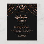 Zwart roos goud budget graduatie feestuitnodiging flyer (Voorkant)