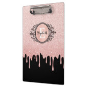 Zwart Roos Goud Druppelende Glitter Artiest Klembord (Links)