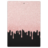 Zwart Roos Goud Druppelende Glitter Artiest Klembord (Achterkant)