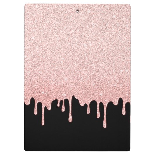 Zwart Roos Goud Druppelende Glitter Artiest Klembord (Achterkant)