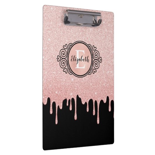 Zwart Roos Goud Druppelende Glitter Artiest Klembord (Rechts)