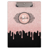 Zwart Roos Goud Druppelende Glitter Artiest Klembord (Voorkant)