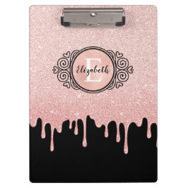 Zwart Roos Goud Druppelende Glitter Artiest Klembord