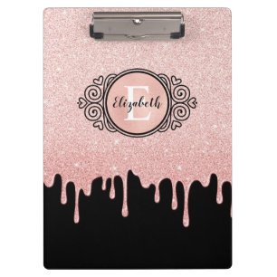 Zwart Roos Goud Druppelende Glitter Artiest Klembord