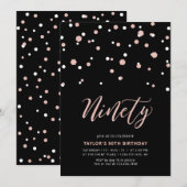 Zwart Roos goud Eenvoudig negentigste verjaardag Kaart (Voorkant / Achterkant)