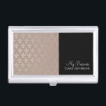 Zwart roos goud en zilver fleur de lis metallic visitekaarthouder<br><div class="desc">Elegante metallic roze en zwarte visitekaartjes houder met een glitter en grunge look op een fleur de lis patroon.</div>