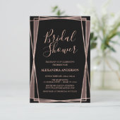 Zwart Roos Goud Geometrisch Vrijgezellenfeest Kaart (Staand voorkant)