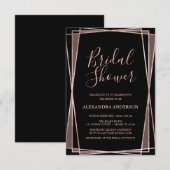 Zwart Roos Goud Geometrisch Vrijgezellenfeest Kaart (Voorkant / Achterkant)