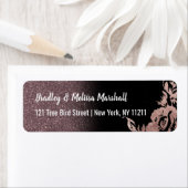 Zwart Roos Goud Glitter Bloemen Adres Etiket (Insitu)