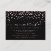 Zwart Roos Goud Glitter Bruiloft Accommodaties Informatiekaartje (Voorkant)
