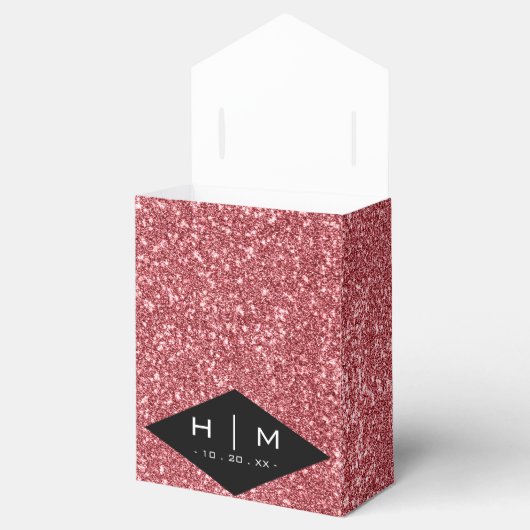 Zwart & Roos Goud Glitter Chic Dank je bruiloft Bedankdoosjes (Geopend)