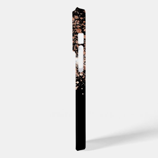 Zwart roos goud glitter monogram naam Case-Mate iPhone case (Achterkant / Links)