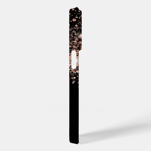 Zwart roos goud glitter monogram naam Case-Mate iPhone case (Achterkant / Rechts)