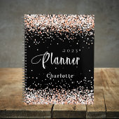 Zwart roos goud glitter naam afspraak 2026 planner