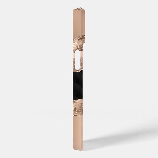 Zwart Roos Goud Glitter Sequins Case-Mate iPhone Case (Achterkant / Rechts)