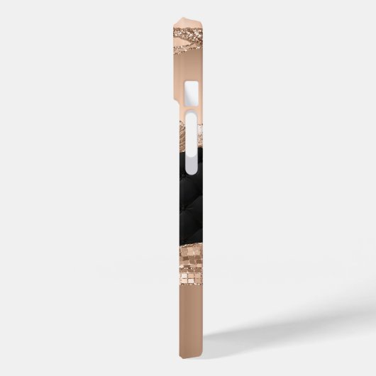 Zwart Roos Goud Glitter Sequins Case-Mate iPhone Case (Achterkant / Links)