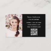 Zwart roos goud glitter stof logo elegant QR-code Visitekaartje (Achterkant)