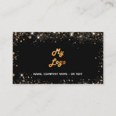 Zwart roos goud glitter stof logo elegant QR-code Visitekaartje (Voorkant)