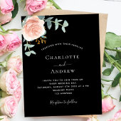 Zwart roos goud groen budget bruiloft uitnodiging