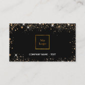 Zwart roos goud logo glitter stof elegant QR-code Visitekaartje (Voorkant)