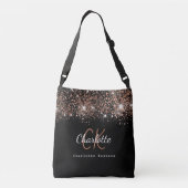 Zwart roos goud monogram script crossbody tas (Achterkant)