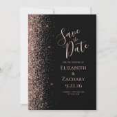 Zwart Roos Goud Save the Date Aankondiging (Voorkant)