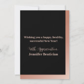 Zwart Roos Goud Vakantie Groet Kalender Kaart (Achterkant)