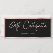 Zwart Roos Goud Zakelijk Cadeaubon (Achterkant)