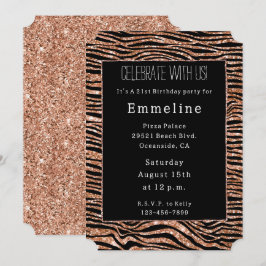 Zwart Roos Goud Zebra Glitter Kaart