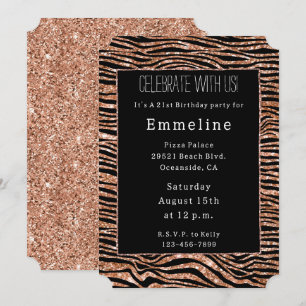Zwart Roos Goud Zebra Glitter Kaart
