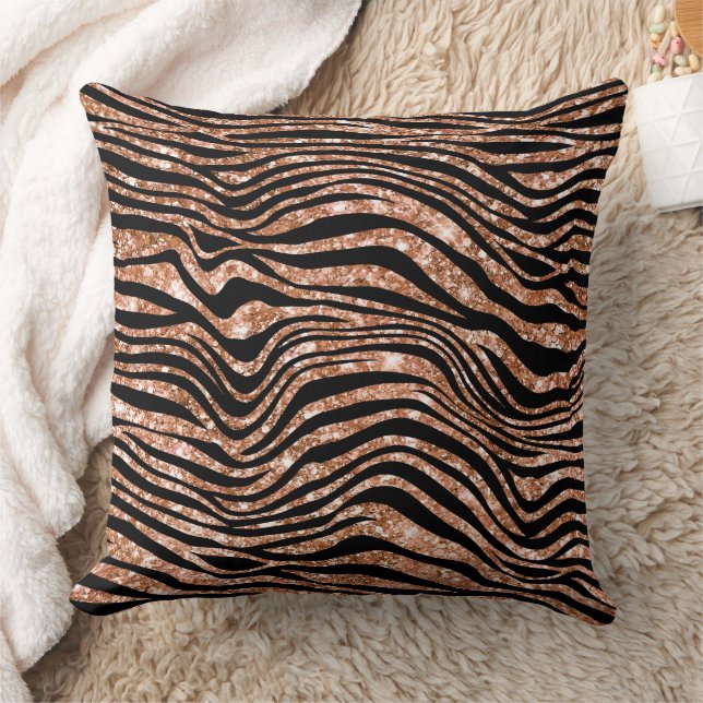 Zwart Roos Goud Zebra Glitter Kussen (Deken)