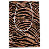 Zwart Roos Goud Zebra Glitter Medium Cadeauzakje (Voorkant)